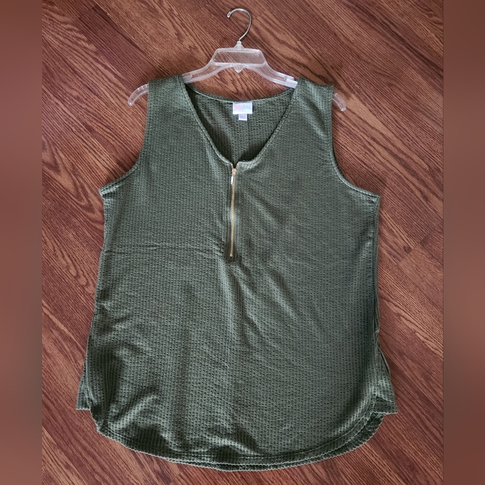 LuLaRoe Olive Tank Top with Front Zipper